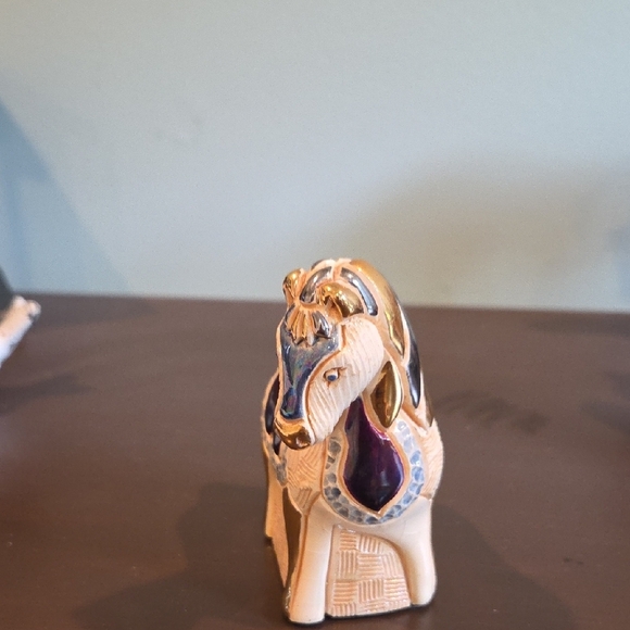 Artesania Rinconada Ceramic Horse Figure Has Blue, Gold And Purple Enamal Glaze - Picture 4 of 8